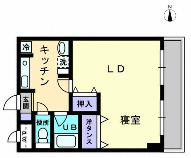 アルカディア西内町(1K/4階)の間取り写真
