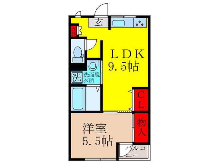 ミヤヨシハイツ吹田(1LDK/2階)の間取り写真