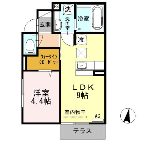 ヴァンヴェールII(1LDK/1階)の間取り写真