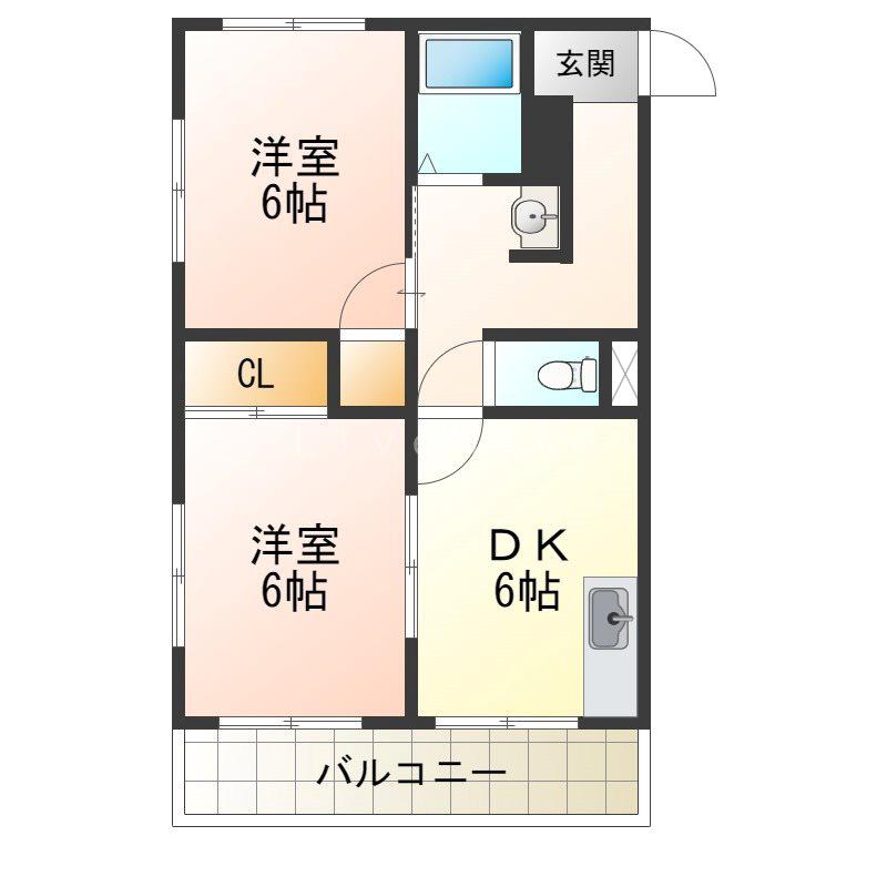 昭郷ツインハイツ(2DK/2階)の間取り写真