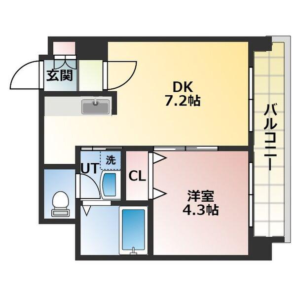 フランセジュール北20条(1DK/7階)の間取り写真