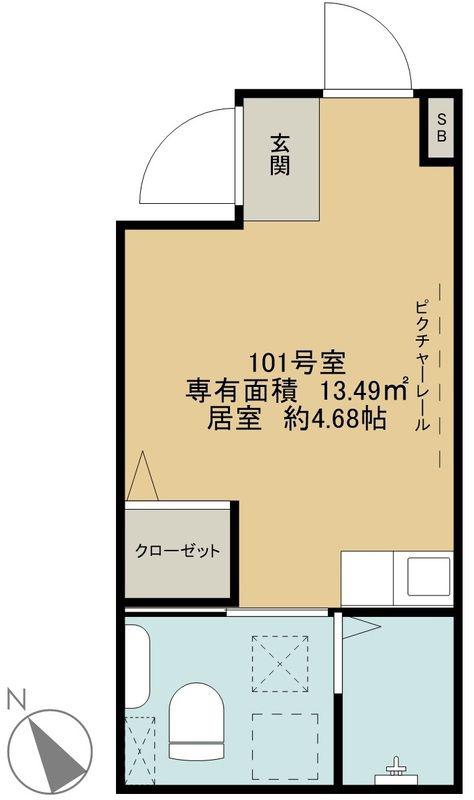 ハーモニーテラス千川(ワンルーム/1階)の間取り写真