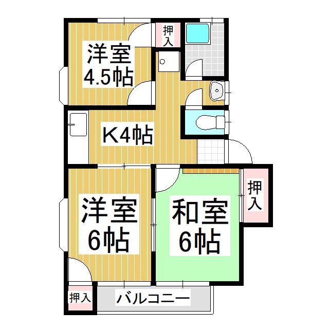 サンハイツ西村A棟(3K/2階)の間取り写真