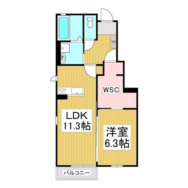 GRANDE広丘 C棟(1LDK/1階)の間取り写真