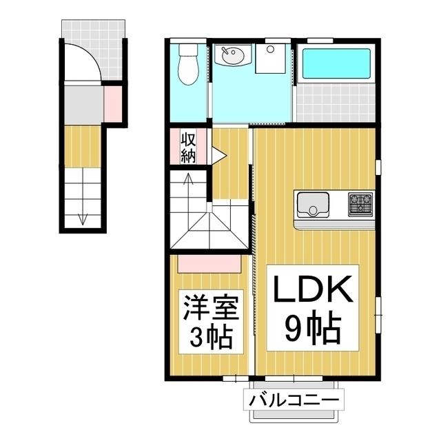 ヒールコートII(1LDK/2階)の間取り写真