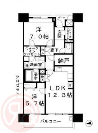 ロイヤルパークスなんば(2LDK/10階)の間取り写真