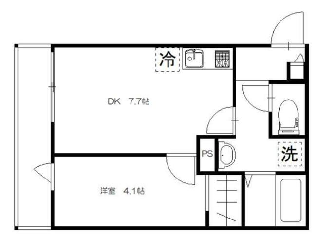 STONE RIVER 堀崎町(1DK/1階)の間取り写真