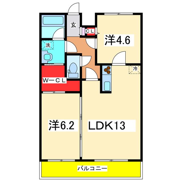 KOKOMO天神尾(2LDK/1階)の間取り写真