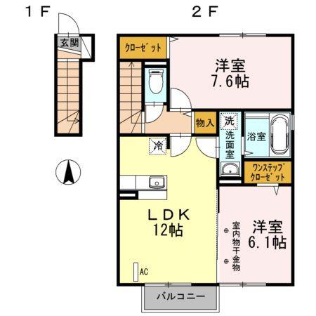 サンシードA(2LDK/2階)の間取り写真