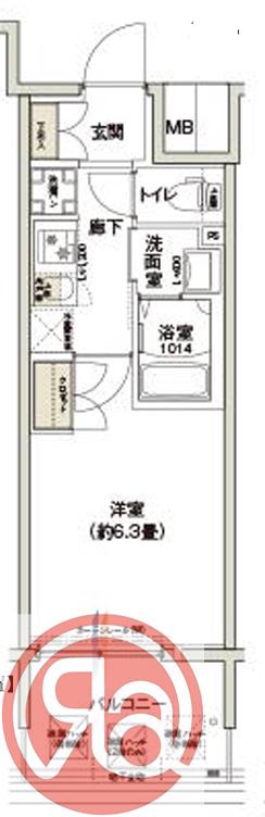 クレストコート靭公園(1K/14階)の間取り写真