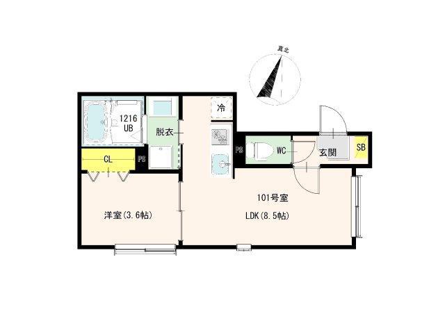 HANA HOUSE 小岩(1LDK/1階)の間取り写真