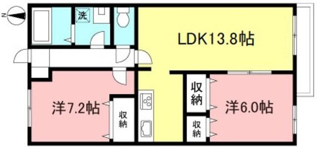 オークヒル S棟(2LDK/1階)の間取り写真