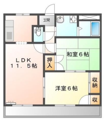 サンシャイン橿原(2LDK/1階)の間取り写真