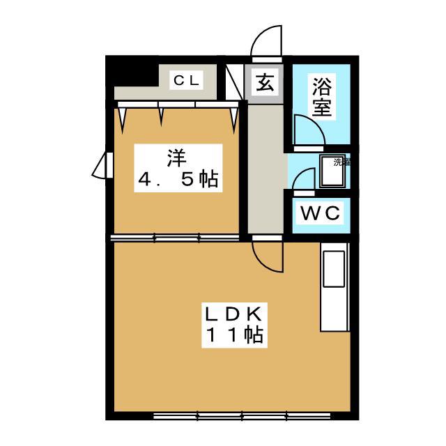 コーポおおとり5号館(1LDK/3階)の間取り写真