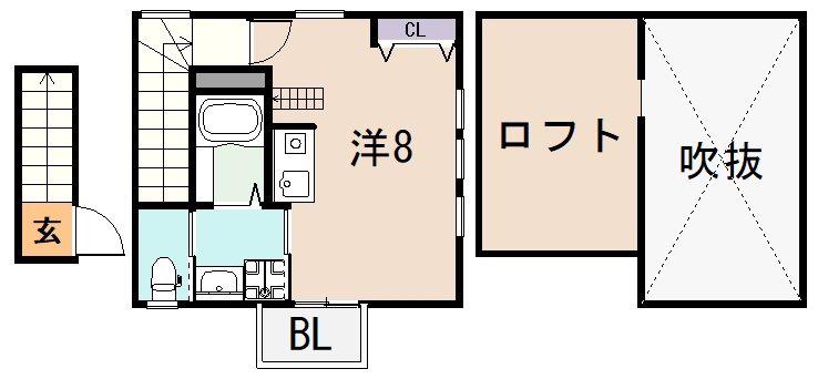 ジャルダン長瀬(ワンルーム/2階)の間取り写真