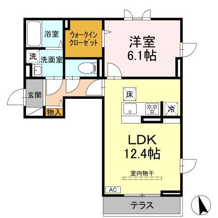 キャトル・セゾン(1LDK/1階)の間取り写真