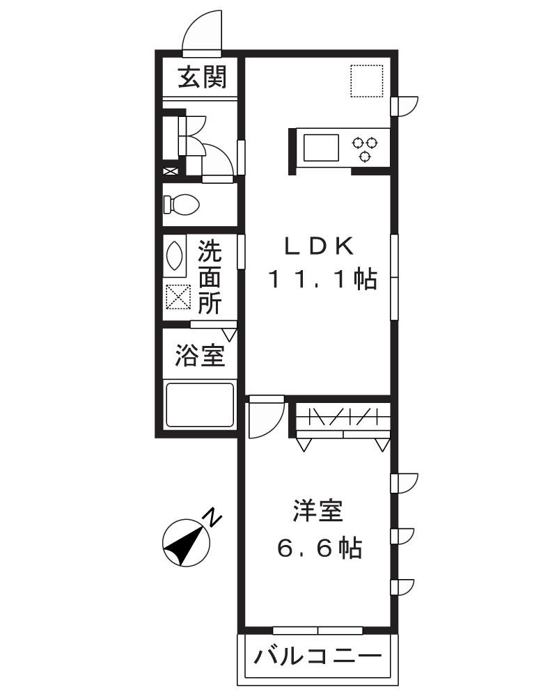 アリエッタ(1LDK/2階)の間取り写真