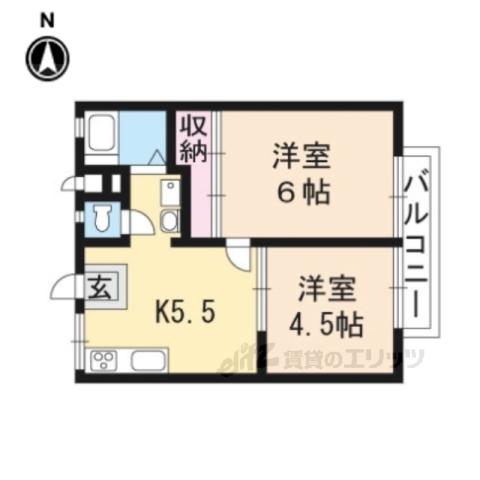 パステルハイツ(2DK/1階)の間取り写真