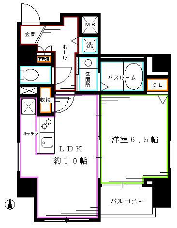HF東中野レジデンス(1LDK/7階)の間取り写真