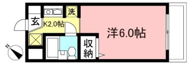 ラフィーネ中原(1K/1階)の間取り写真