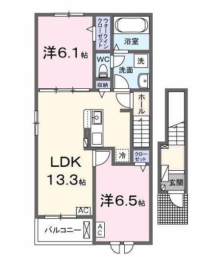 ヴィヴィット(2LDK/2階)の間取り写真