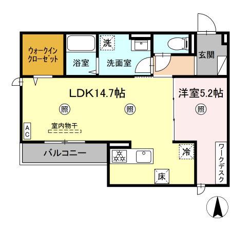 DWELL石垣東(1LDK/3階)の間取り写真