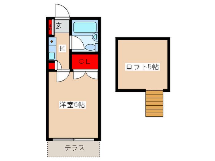 アミューズメント川口第二(1K/1階)の間取り写真