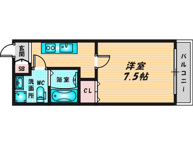 BG新深江(1K/1階)の間取り写真