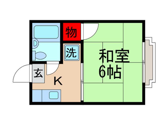 ウイング国立(1K/2階)の間取り写真