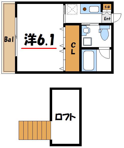 エステービル(ワンルーム/2階)の間取り写真