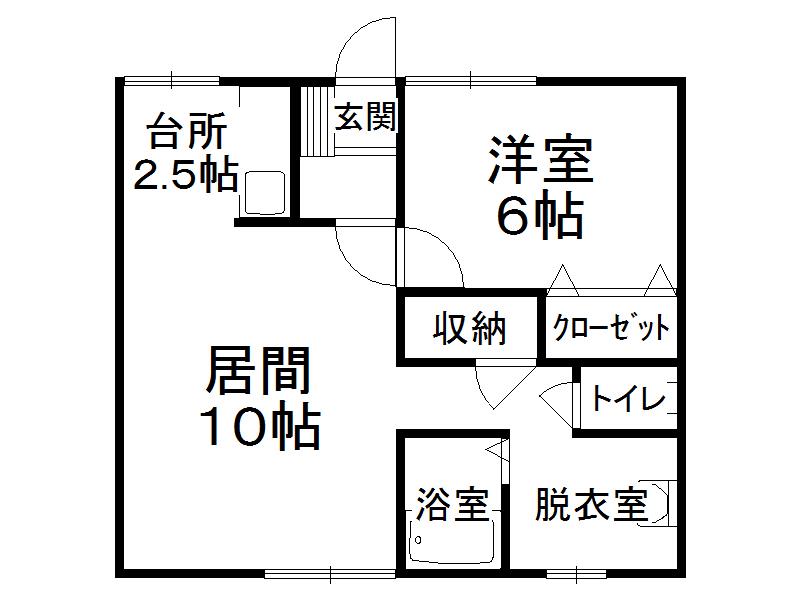 オリス帯広(1LDK/2階)の間取り写真