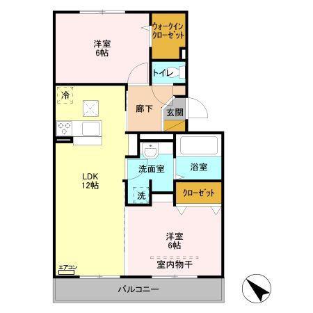 セピアコートB館(2LDK/2階)の間取り写真