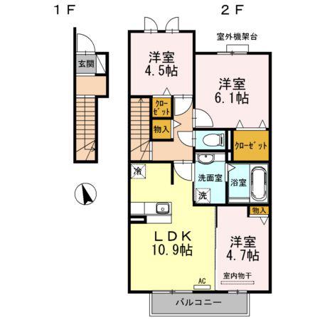 シャンベルタン(3LDK/2階)の間取り写真