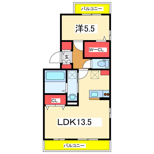 フェイバリッチ新和(1LDK/3階)の間取り写真