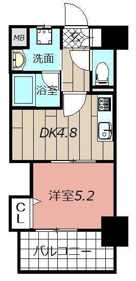 THE SQUARE PLATINUM RESIDENCE(1DK/9階)の間取り写真