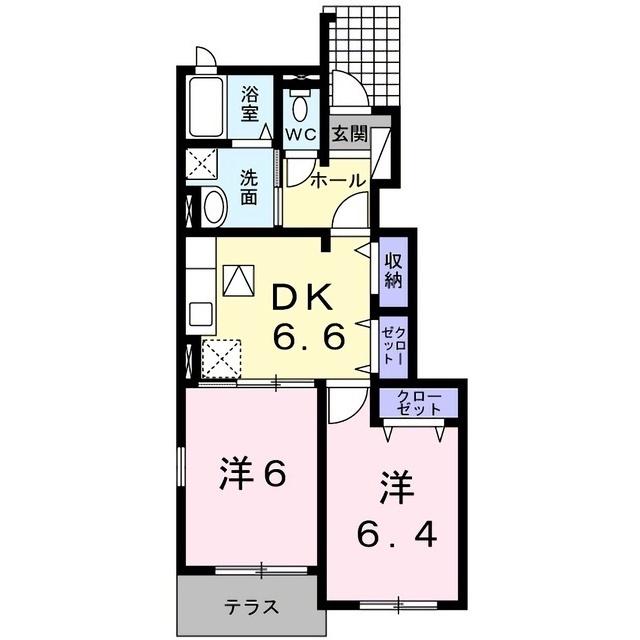 ラフレシール スルガ(2DK/1階)の間取り写真