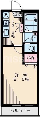 エスポワール赤塚(1K/2階)の間取り写真