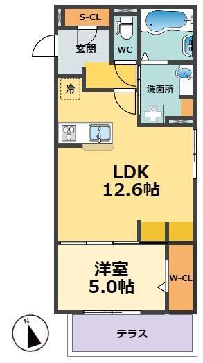 D-RESIDENCE上甲子園(1LDK/1階)の間取り写真