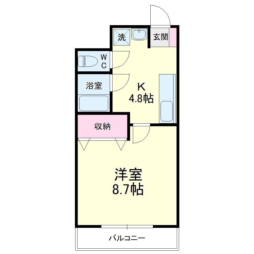ライフ第6マンション藤枝駅前(1K/7階)の間取り写真