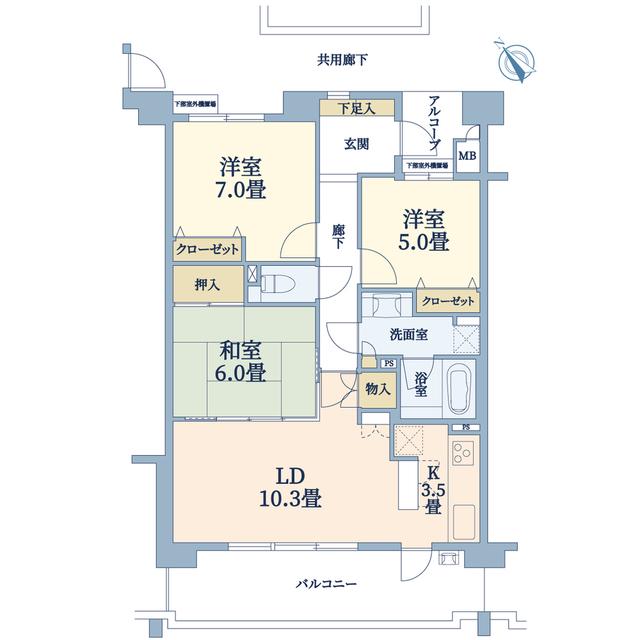 新千里桜ヶ丘メゾンシティー壱番館(3LDK/12階)の間取り写真