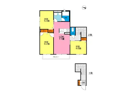 ボヌール(3LDK/1階)の間取り写真