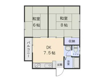 木崎野ハイツA棟(2DK/2階)の間取り写真