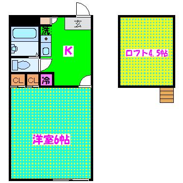 Nオオエ(1K/1階)の間取り写真