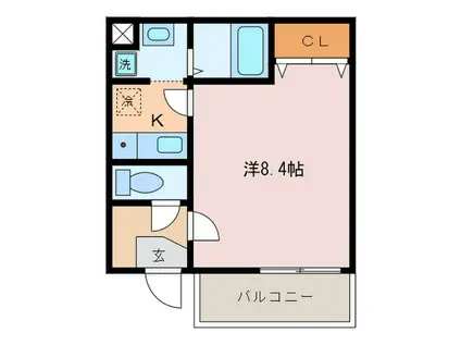 サンライズ姪浜(1K/1階)の間取り写真