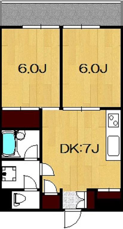 モンテブラン(2DK/2階)の間取り写真