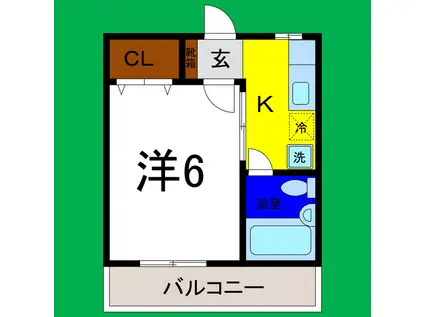 グリーンハイム(1K/2階)の間取り写真