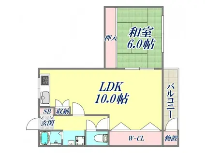 マンション幸(1LDK/3階)の間取り写真