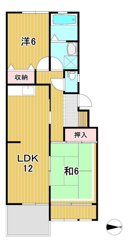 大みかロイヤルパーク(2LDK/2階)の間取り写真