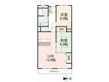 FUTABAI(2LDK/4階)の間取り写真