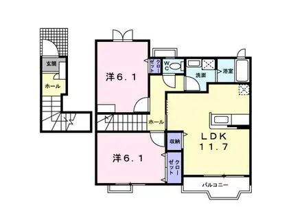 パルコプレッソ(2LDK/2階)の間取り写真